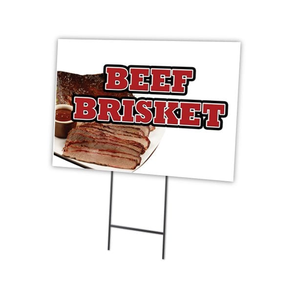 Beef Brisket Yard Sign & Stake outdoor plastic coroplast window, C-1824 Beef Brisket